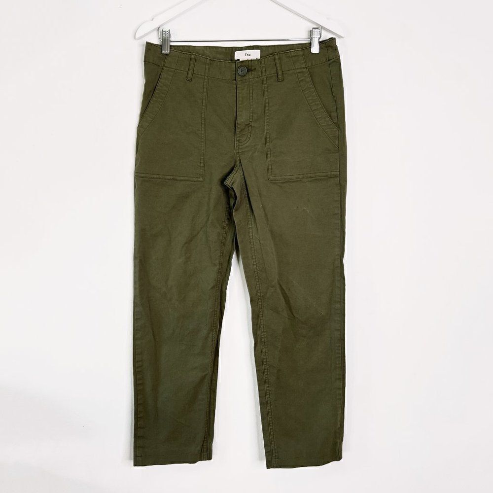 Aritzia TNA Olive Green Patch Pocket Tapered Leg Cargo Pants